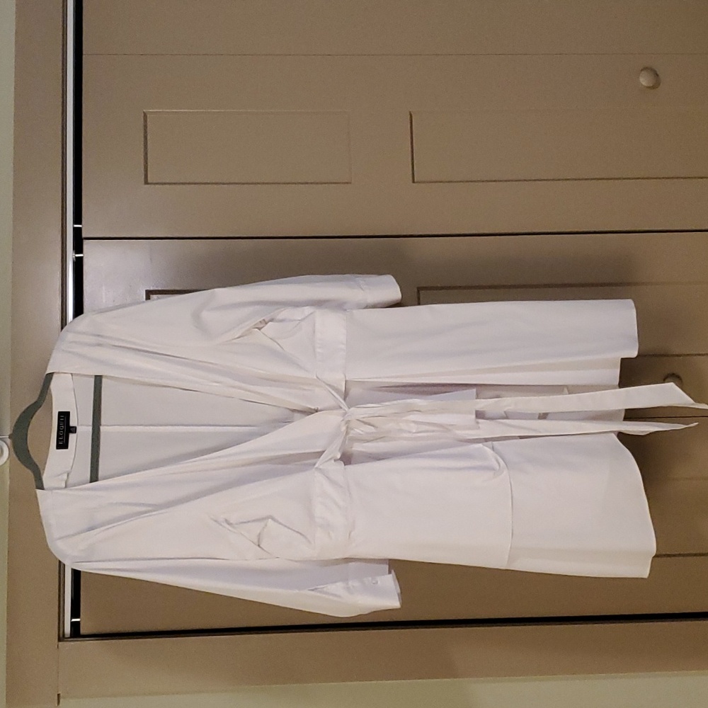 Eloquii, waist tie long blouse, white, size 24